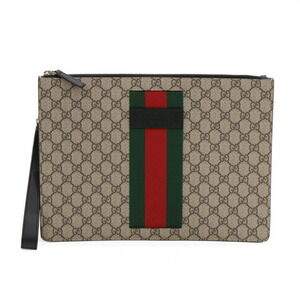 Gucci Bag Handbag Line Supreme Sherry Shoulder GG Black Beige Leather